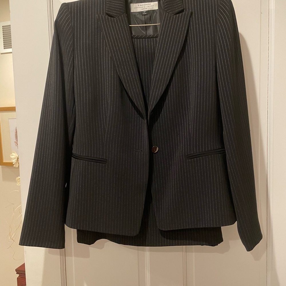 Tahari Black Pinstripe Skirt